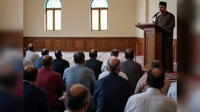 Ilustrasi khutbah Jumat. [Meta AI/FT News]